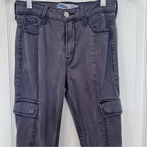 Old Navy Rockstar Super Skinny High Rise  Womens 00 0 Sateen CargoPants Drk Gray